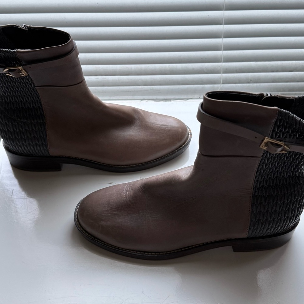 Cole Haan Lexi Grand stretch strap boot Mid calf, gray leather